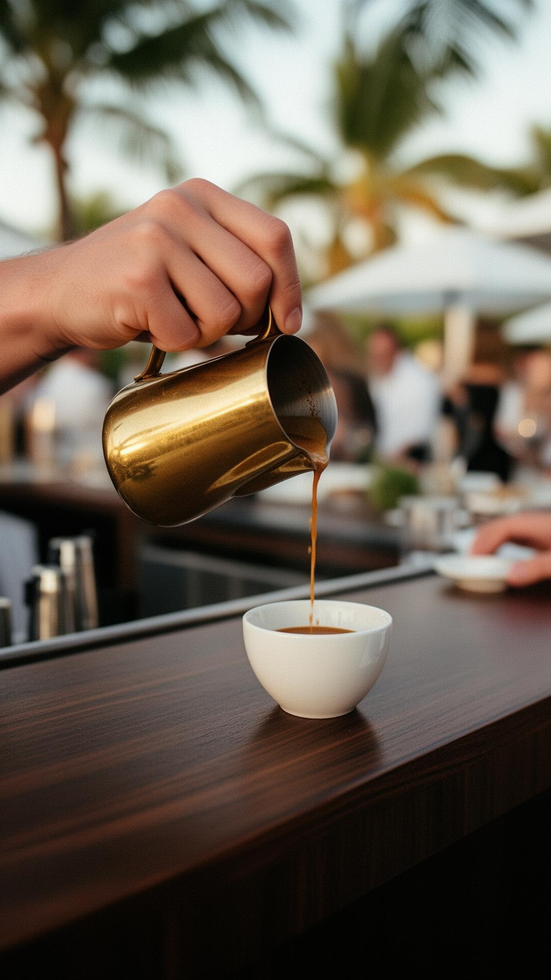 KH coffee service — cortadito and late-close hospitality